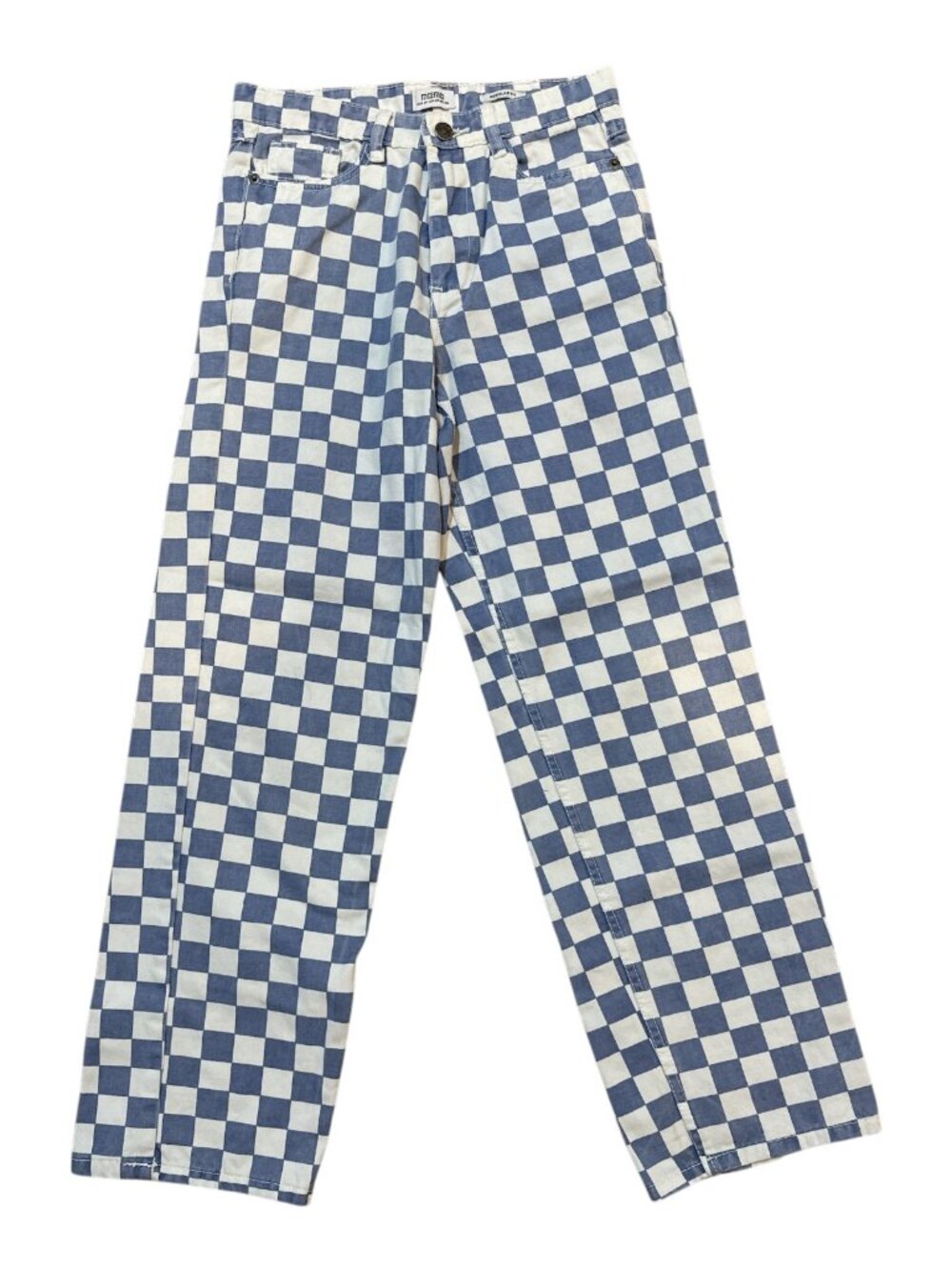 Meme Brand Sz 4 Blue & White Check Regular Fit 5-Pocket Jeans Demin Pants